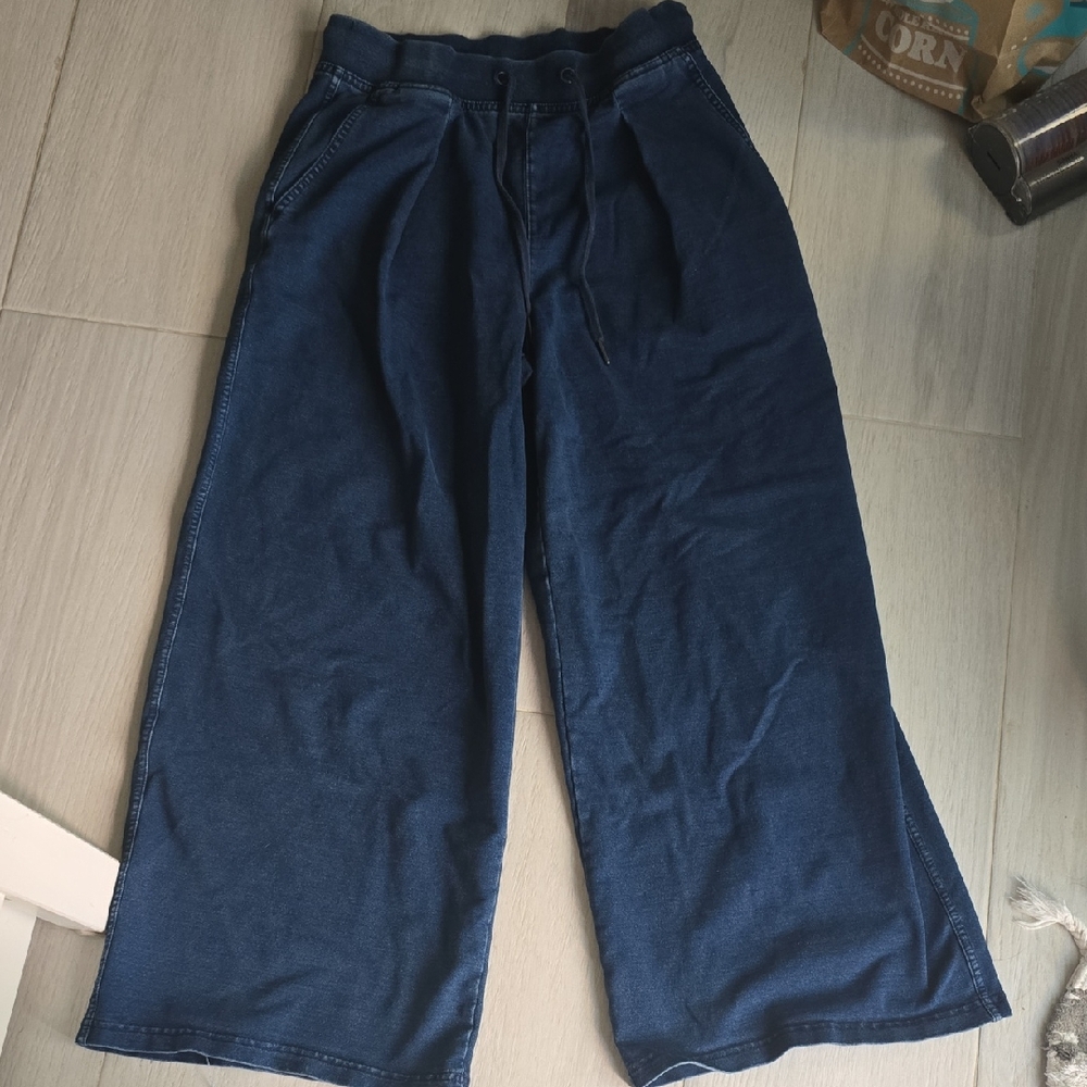 GU Wide Leg Blue Sweat  French Terry Jeans Jp size L But Us MEDIUM